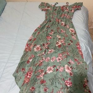 Flower flowy long wavy tail dress
